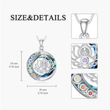 Sterling Silver Crystal Triple Moon Goddess Hamsa Hand Lotus Tree of Life Flower of Life Chakra Pendant Necklace
