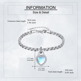 Lock Moonstone Urns Bracelet for Ashes Lock of Love Heart Clasp Charms Urn Ashes Bracelet 925 Sterling Silver Cremation Keepsake Bracelet Jewelry