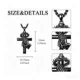 Sterling Silver Praying Hands Angel Sword Wing Cross Pendant Necklace Religious Gifts for Men