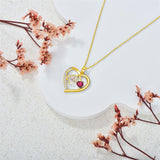 10K 14K 18K Gold Heart Birthstone Personalized Engraved Stethoscope Pendant Necklace