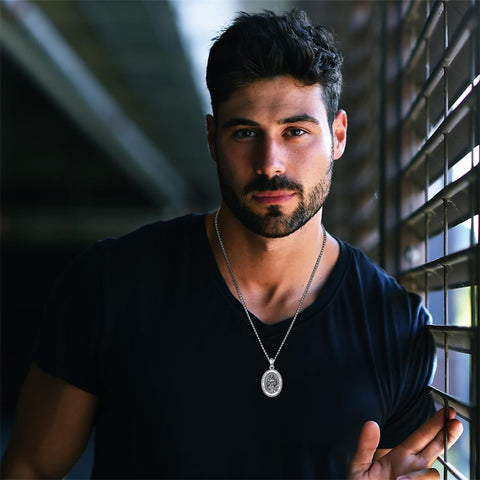 Sterling Silver Saint Joseph St Michael Saint Peter Saint Christopher Religious Pendant Necklace