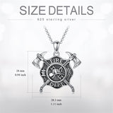 Firefighter Necklace 925 Sterling Silver Fire Dept Pendant Fire Department Jewelry for Women Men Christmas Gift