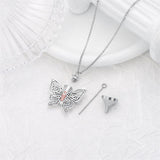 Sterling Silver Butterfly Filigree Urn Necklace for Ashes