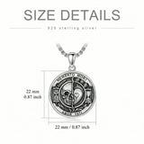 Sterling Silver Memento Mori Gothic Skull Amulet Pendant Necklace for Men
