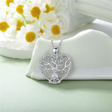 Mother's Day 0.6Ct Heart Shaped Moissanite Tree of Life Necklace 925 Sterling Silver Celtic Knot Motherhood Pendant Necklace
