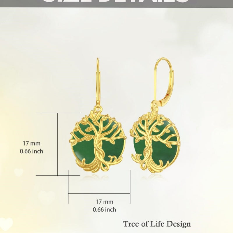 14K Gold Plated Natural Jade  Earrings for Women Good Fortune Jewelry Birthday Mother's Day Gifts