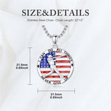 Sterling Silver American Flag Baseball  Basketball Boxing Football Golf Sports Pendant Necklace