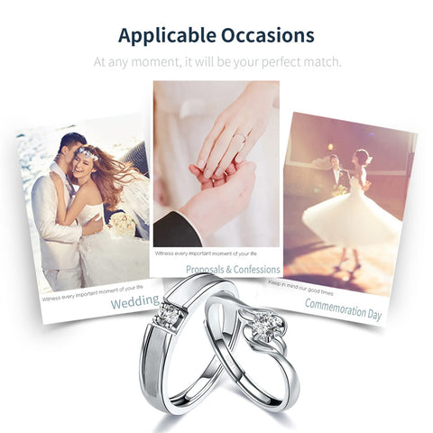 Sterling Silver Cubic Zirconia Endless Love Matching Set Couple Rings