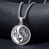 Sterling Silver Yin Yang Wolf Dragon Scorpion Tiger Wolf Phoenix Pendant Necklace