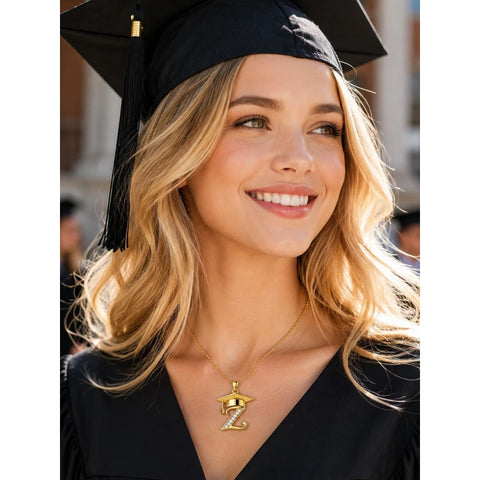 Initial  Graduation 14K Gold Plated Inspiring Grad Pendant Necklace Graduations Jewelry Gifts