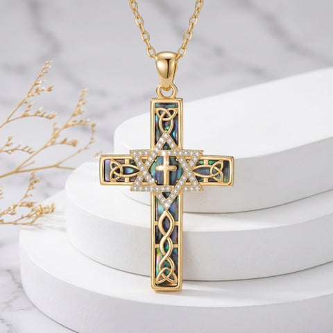 14K Gold Plated Cross Pendant Necklace Faith Jewelry Gift for Women