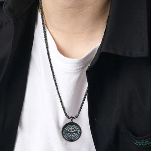 14K Gold Plated Turquoise Wolf Thor's Hammer Ankh Dragon Lion Compass Crucifix Pendant Necklace for Men