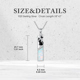 Sterling Silver  Opal Personalized Engraved Bar Pet  Butterfly Dragonfly Tree of Life  Urn Necklace for Ashes