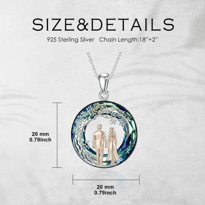 Sterling Silver  Crystal Tree of Life Mother Daughter Father Daughter Sisters Friends Pendant Necklace for Women