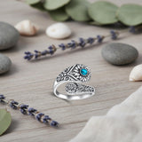 Sterling SilverMustard Seed Turtle Ocean Butterfly Dragonfly Turquoise Adjustable  Spoon Ring Spoon Jewelry for Women