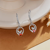 Sterling Silver Heart-Shaped Cubic Zircon Otter Cow Raccoon Leverback Earrings