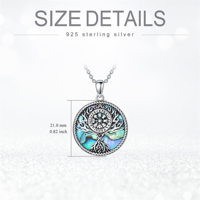 Tree of Life Viking Necklace 925 Sterling Silver Crystal Viking Pendant Jewelry Gifts for Women Men for Birthday Mothers Day
