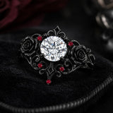 Sterling Silver 10K 14K 18K Gold Moissanite Gothic Black  Engagement Wedding Ring  for Women Halloween Gift