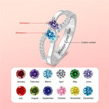 Copper Sterling Silver Personalized 1-6 Simulated Birthstones  Infinity Family Ring for Women