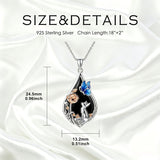 Sterling Silver Obsidian Bunny Cat Elephant Dog Fox Teardrop Pendant Necklace