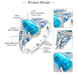 Sterling Silver Cushion Marquise Pear Round Oval Cut Turquoise Engagement Ring for Women
