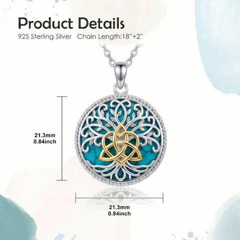 Sterling Silver Turquoise Sun and Moon AA Sobriety Celtic Knot Cross DNA Star of David Tree of Life Pendant Necklace
