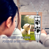 Pet Paw Bullet Cremation Jewelry for Ashes Sterling Silver Urn Necklaces for Ashes of Loved Ones Keepsake Memorial Gifts for Grandma Mother