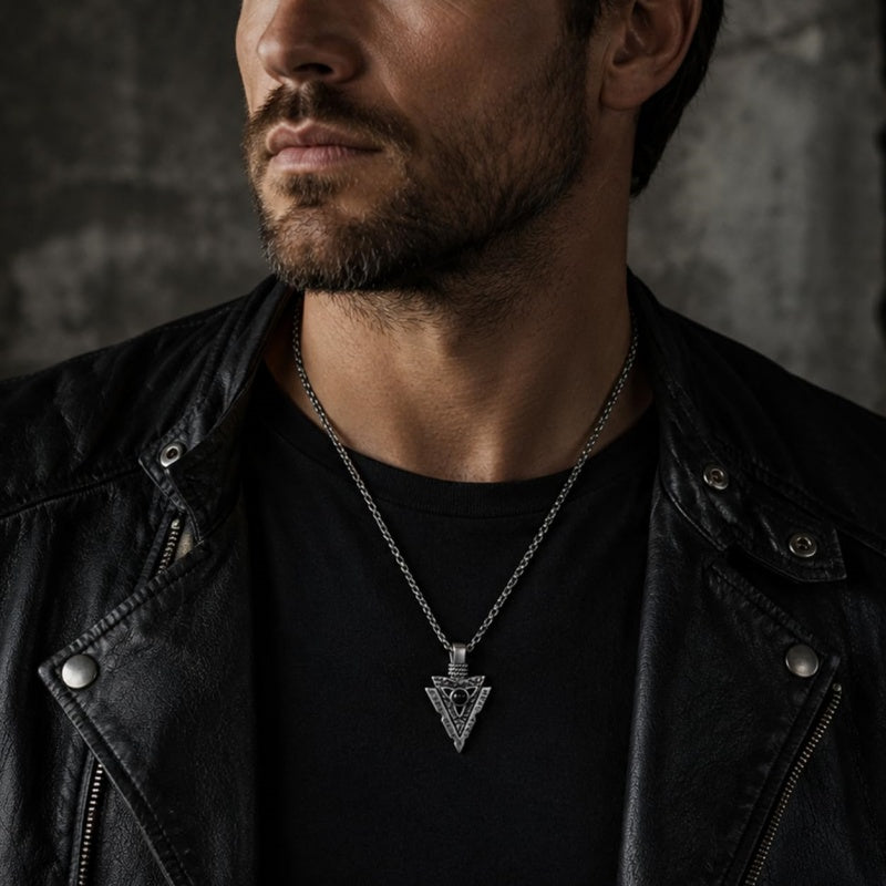 Malachite Turquoise Arrow Pendant Necklace for Men