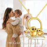 14K Solid Yellow Gold Owl Necklace for Women Cubic Zirconia Jewelry Gift for Girls Birthday Gifts