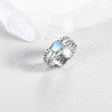 Fidget Rings for Anxiety 925 Sterling Silver Moonstone Moss Agate Spinner Rings for Women Anti Stress Gifts Band