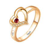 10K 14K 18K Gold Personalized 1-6 Stones Engraved Heart Mother Ring for Mother's Day