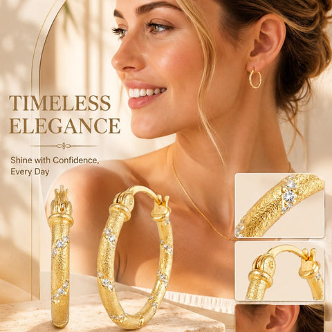 14K Gold Plated Hoop Earrings  Birthday Anniversary Jewelry Gift for Her