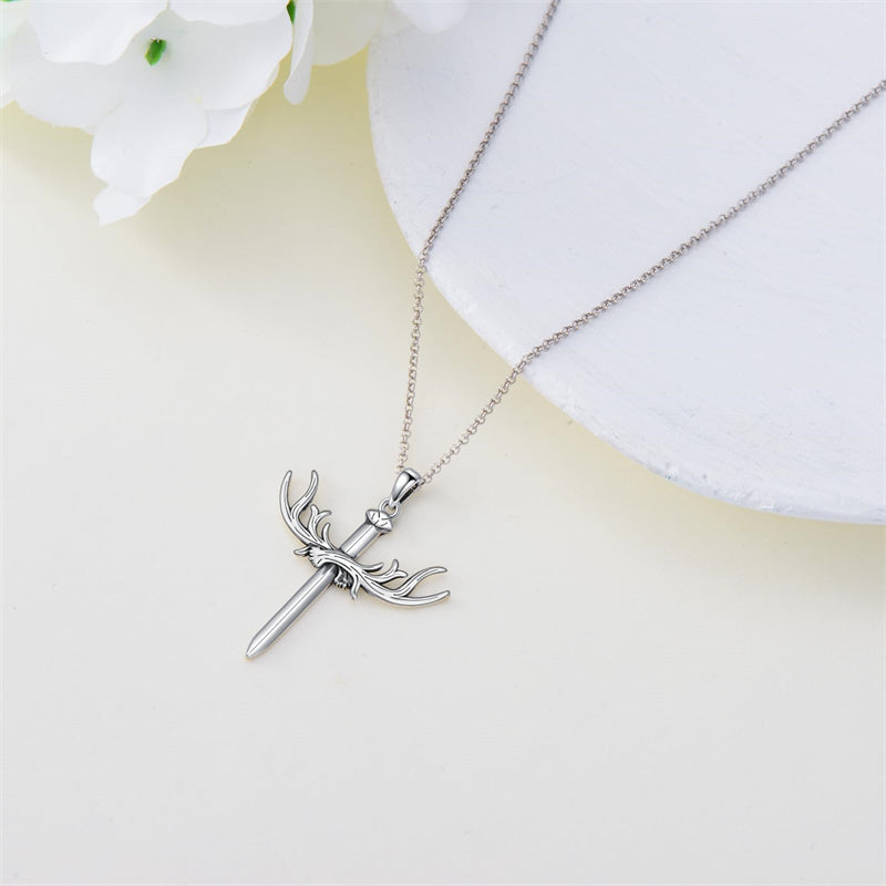 Sterling Silver Wooden Cross Pendant Necklace