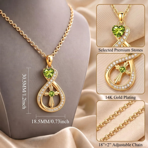 14K Gold Plated Infinity Birthstone  Butterfly Cross Necklace for Women
