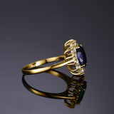 14K Yellow Gold Plated Birthstone Halo Engagement Rings for Women
