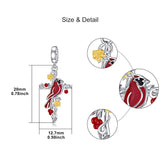 Sterling Silver Red Cardinal Bird Charm Beads