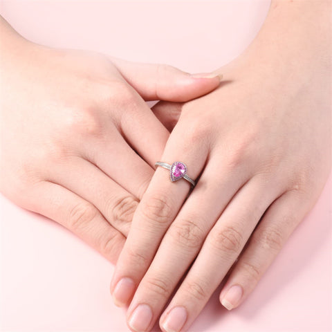 Sterling Silver Teardrop CZ Urn Rings for Ashes