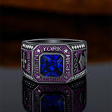 Sterling Silver Personalized Colorful Class High School  Graduation University College Ring for Men