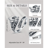 Sterling-Silver White Turquoise Dragonfly Spoon Ring and Dragonfly Sunflower Dangle Earrings
