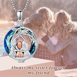 Sister  Necklace 925 Sterling Silver Family Friendship Crystal Necklace for Women Birthday Mother's Day Gifts for Mom Daughter Sisters