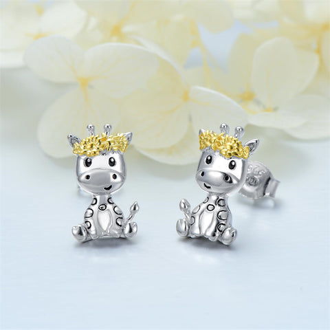 Sterling Silver Hypoallergenic Giraffe Stud Earrings