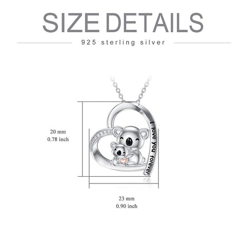 Sterling Silver Koala Pendant Necklace Engraved With  I Love You Forever