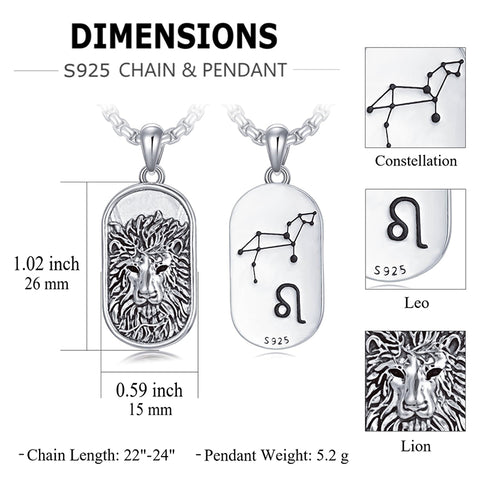 Sterling Silver Leo Zodiac Constellation Pendant Necklace