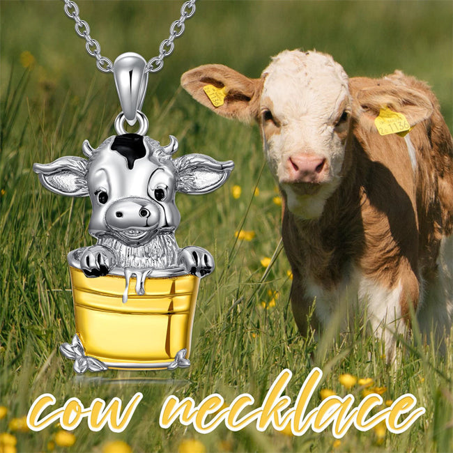 Cow Necklace 925 Sterling Silver Cow Pendant Jewelry Birthday Gifts for Women Girls