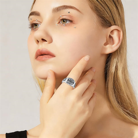 Sterling Silver Gothic Skull  Momento Mori Memento Mori Signet Ring