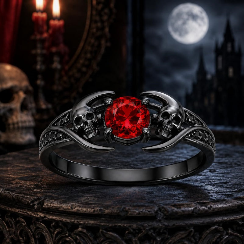 Sterling Silver 10K 14K 18K Gold Personalized Gothic Skull Ring Exquisite Spooky Jewelry for Halloween Lovers
