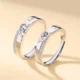 Copper Cubic Zirconia Cubic Adjustable Matching Couple Rings