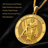 Patron Saint Medal Gold Plated Catholic Pendant Christian Religious Necklace Amulet Jewelry