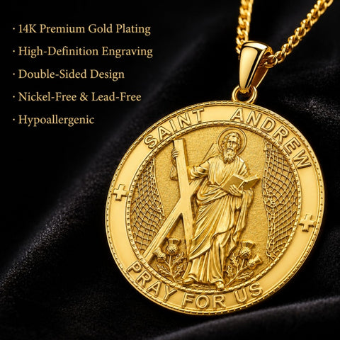 Patron Saint Medal Gold Plated Catholic Pendant Christian Religious Necklace Amulet Jewelry
