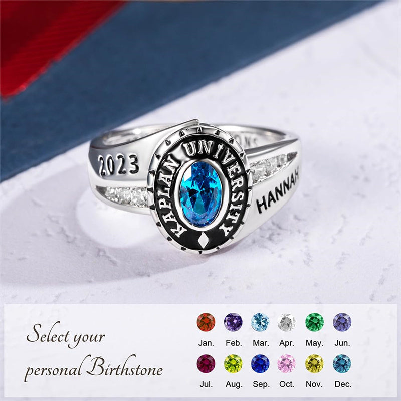 Copper Personalized Birthstone Engraved 2026 Class Ring High School College University Graduation Gift